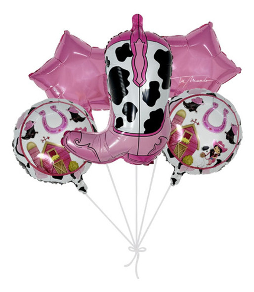 Set De Globo Metalizado Vaquera Decoración Temática Cotillón 0