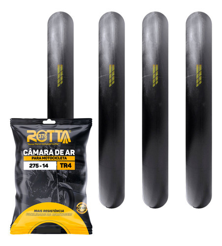 Kit 4 Câmara De Ar Para Pneu Moto Aro 14 275mm Bico Tr4 0