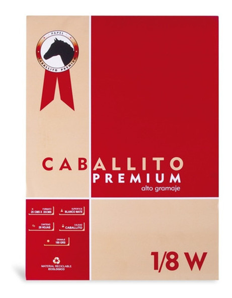 Block Caballito Premium 1/8 W 180 Grs 20 Hojas - Mosca 1