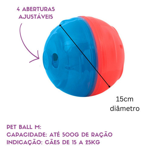 Comedouro E Brinquedo Petball M Pet Games Cães Ate 25kg 1