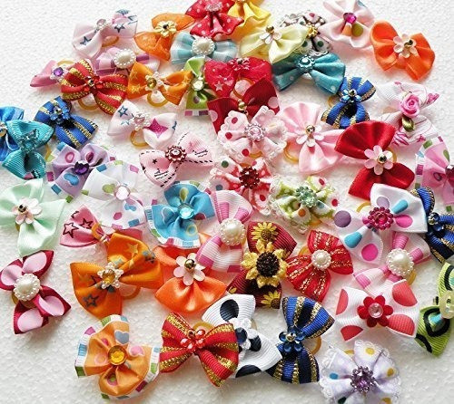 Carykon 40 Unidades Pelo De Mascotas Lazo Con Goma Para York 0