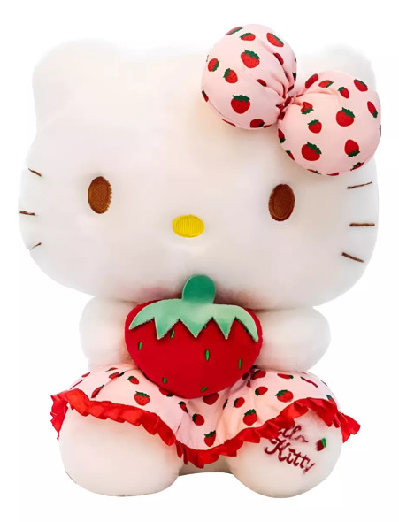 Hello Kitty Plush – Large Strawberry Dress Stuffed Toy – Soft & Cuddly Collectible for Fans and Kids