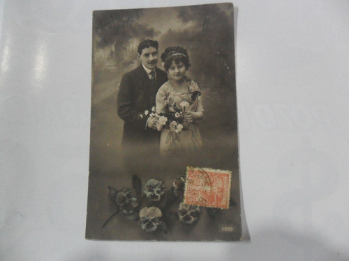 Chivilcoy Postal Romantica Pareja Enamorado Estampilla Flor 0