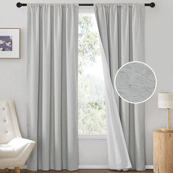 Ryb Home Cortinas De Textura De Lino Para Sala De Estar, Cor 0