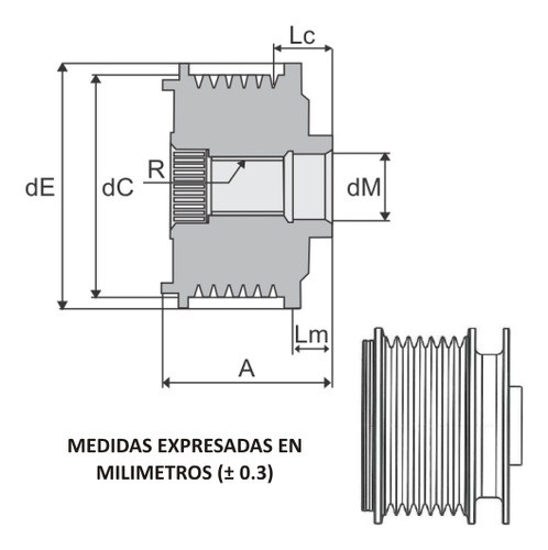 Polea De Rueda Libre Para Alternador 6c Tamatel 35006 0