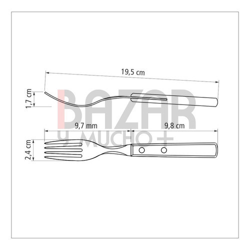 Tenedor Mesa Roble Tramontina Polywood Acero Inoxidable X1 U 1