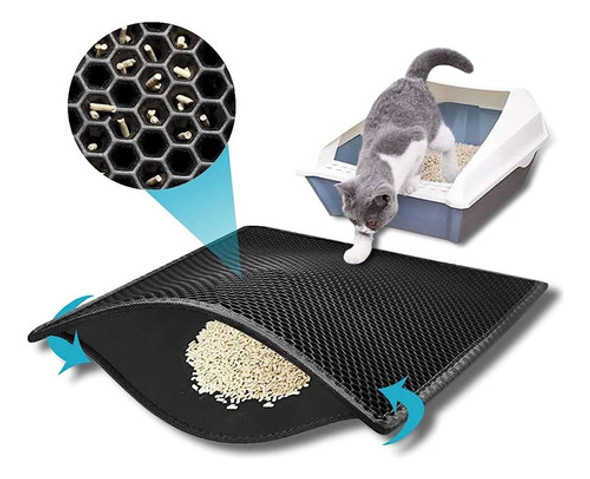 Alfombra Arenero Sanitario Gatos Atrapa Piedra Negra 45x60cm 1 Alfombra Arenero Sanitario Gatos Atrapa Piedra Negra 45x60cm 1
