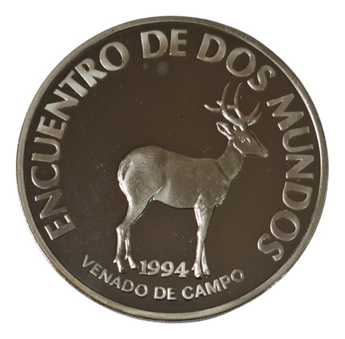 Moneda De Plata Uruguay 200 Pesos 1994 Dos Mundos - Venado 1