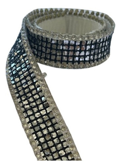 Tira De Strass Termoadhesiva Peltre Gris Espejado Lentejuela 0