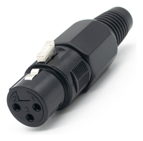 4 Conectores Xlr Canon Hembra 3 Pines Plastico Negro Dmx Mic 0