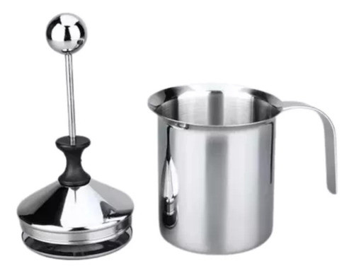 Espumador Batidor De Leche Acero Inoxidable Jarra Manual 0