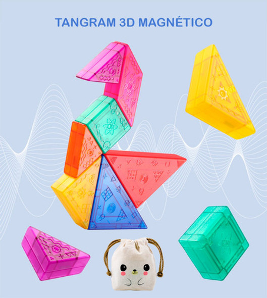 Tangram Magnético 3d Yisheng C/cartas + Bolsita Kawaii 1
