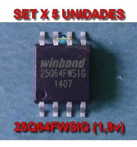 Set X 5 Spi 25q64fw W25q64fw 25q64fwsig 25q64fws1g 64mb 1,8v 1