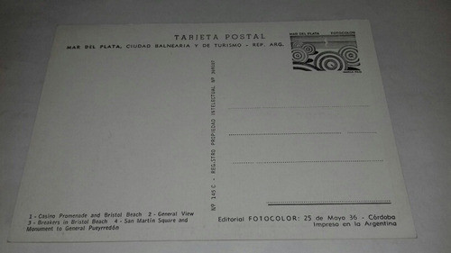 Postal Antigua Mar Del Plata Vistas Varias Decada Del 60 1