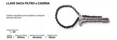 Llave Saca Filtro A Cadena Bremen Regulable Profesional 2910 1