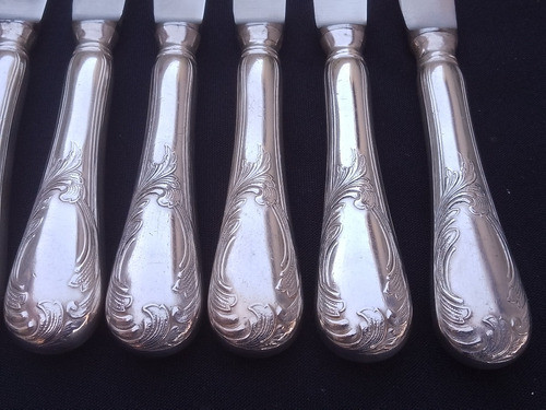 Cuchillos Postre Art Nouveau Hojas Relieve Precio X 12 1