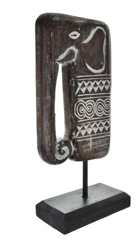 Adorno Elefante De Madera Tipo Bali 40cm Con Base Oferta 1