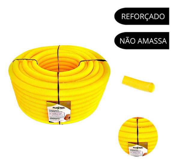 Mangueira Eletroduto Corrugada 3/4 Amarela 50 Metros 1 Mangueira Eletroduto Corrugada 3/4 Amarela 50 Metros 1