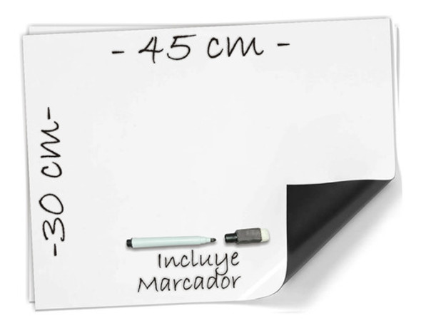 Pizarra Imantada Blanca + Marcador Magnetica Heladera 30x45 0
