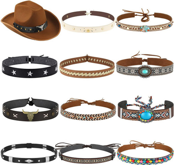 Sasylvia 12 Piezas Bandas Sombrero Vaquero Mujeres Hombres 0