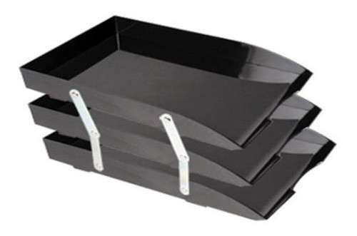 Bandeja 3 Pisos Con Bisagra Metalica Negro Para Papeles 0