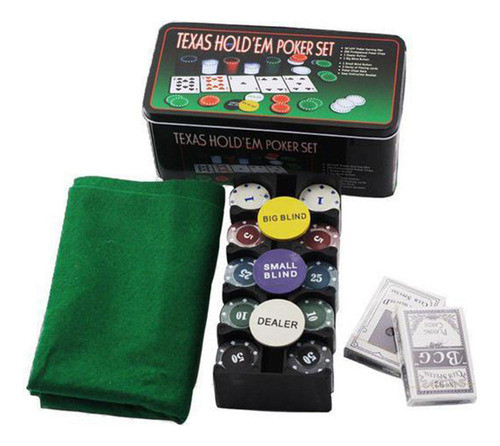 Kit Jogo De Poker 200 Fichas / 2 Baralhos + Toalha De Mesa 0
