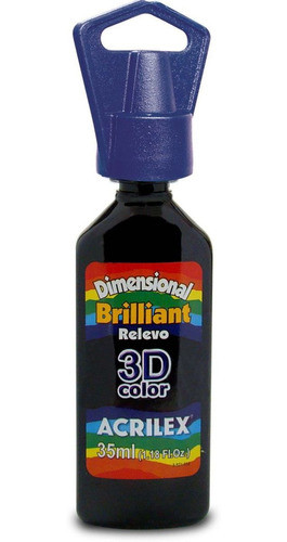 Tinta Relevo 3d Brilhante Dimensional Preto 6 Und Acrilex 1