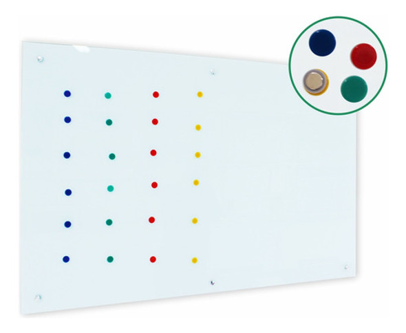 Quadro Lousa Magnético Em Vidro 4mm Fundo Branco-1200x900mm 0