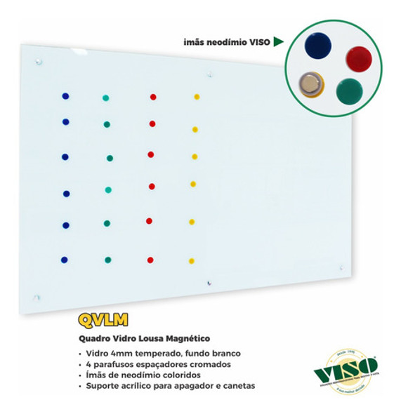 Quadro Lousa Magnético Em Vidro 4mm Fundo Branco-1200x900mm 1