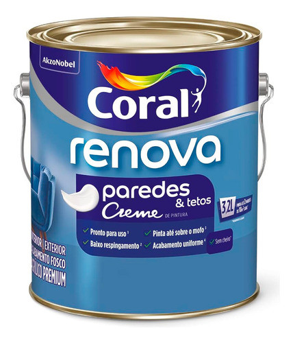 Tinta Coral Premium Fosca Renova Parede - Pêssego 3,2l 0