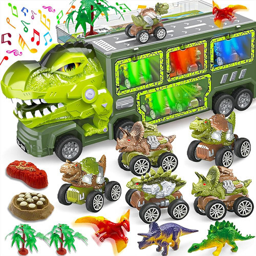 Juguetes De Dinosaurios Para Niños 3-5-7, Camión 15 En 1 Con 0