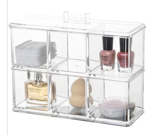 Caixa Em Acrílico Organizadora Dupla Com Divisórias 0