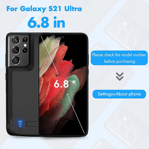 Funda Cargadora Para Galaxy S21 Ultra Negra Soporte 1