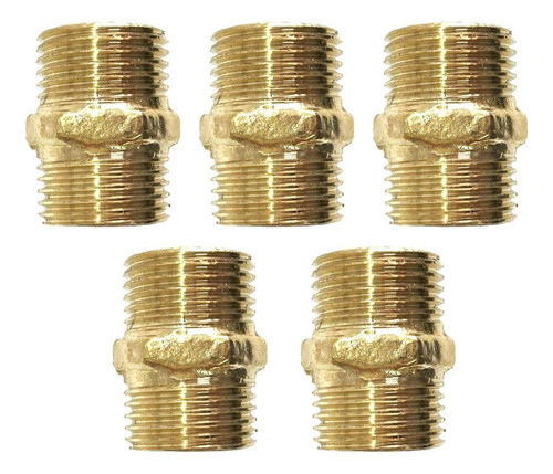 Pack X5 Roscas Con Tuerca Bronce 3/4 De Pulgada Rosca Macho 0