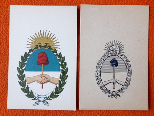 2 Antiguas Fotos Postales Con El Escudo Nacional 0
