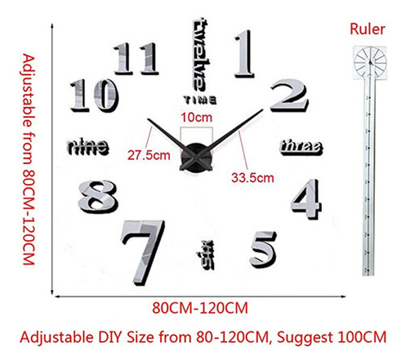 Reloj De Pared Con Superficie De Espejo 3d, Diseño Moderno. 1