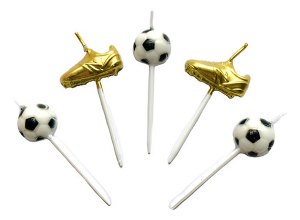 Kit Velas De Cumpleaños Pelota De Fútbol + Zapato X 5 U 1