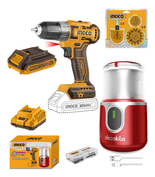 Kit Atornillador 20v+cepillos+molinillo Ingco Cosli23064 Hyt 0 Kit Atornillador 20v+cepillos+molinillo Ingco Cosli23064 Hyt 0