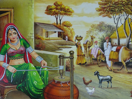 Pôster Gravura Imagem Papel Hindu Cotidiano Indiana Índia G3 1