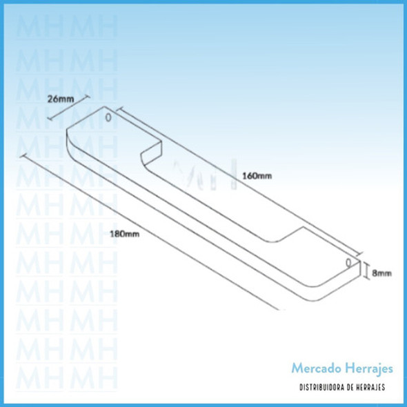 Manija Barral C Aluminio Negro 160 Mm Mueble Cajón Puerta 1