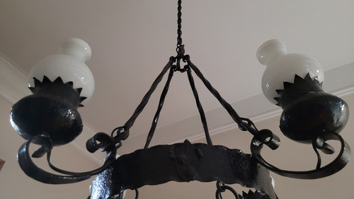 Araña Antigua De Hierro Forjado Ideal Comedor, Quincho 1