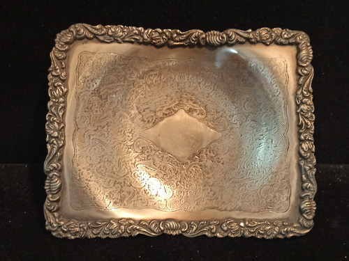 Bandeja De Bronce Labrado Con Pie Sellado 15x20cm 1