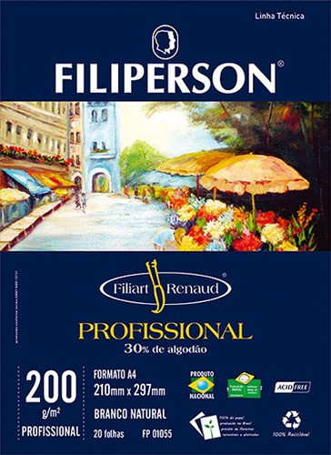 Bloco Filiart Renaud Profissional Filiperson A4 200gr 20fl 0