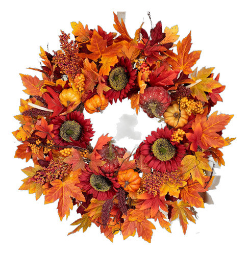 Guirnalda Otoño Para Puerta, Hojas De Arce, 60 Cm Diámetro 0