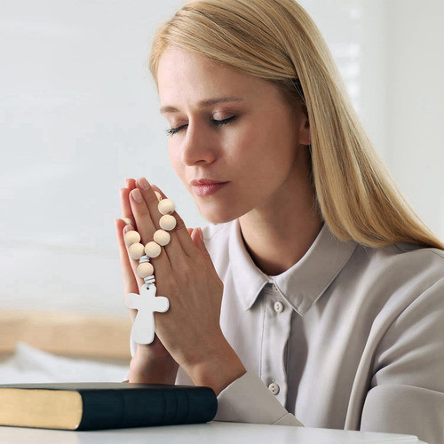 60 Unidades De Rosário De Madeira Com Sacos De Malha Miçanga 1