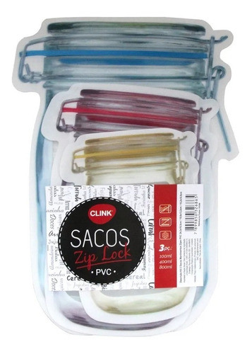 Zip Lock Reutilizável Saco Desenho Pote Mason Hermético 3pç 0