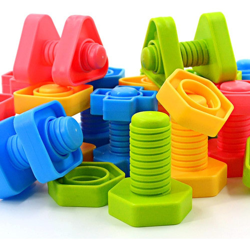 Tomyou 32 Pcs Formas Tuercas Y Pernos Apilamiento Juguetes - 0