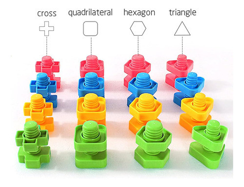 Tomyou 32 Pcs Formas Tuercas Y Pernos Apilamiento Juguetes - 1