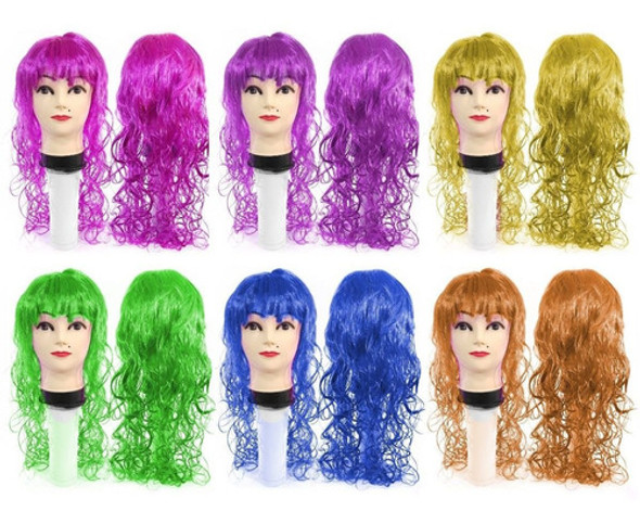 Peluca Brillante Larga Ondulada - Big Party Cotillón. 1