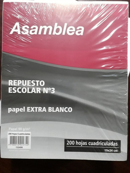 Repuesto Escolar N° 3 - 200 Hojas Cuadriculadas - Asamblea 0